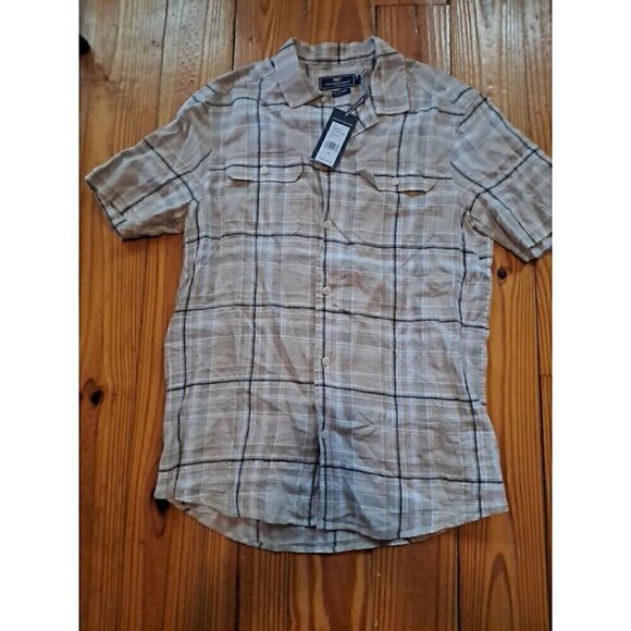 vineyard vines Shirt Mens Small S Button Down Tan Board NEW - Picture 1 of 3